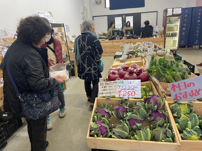 ［道の駅 マオイの丘公園　直売所視察の様子］