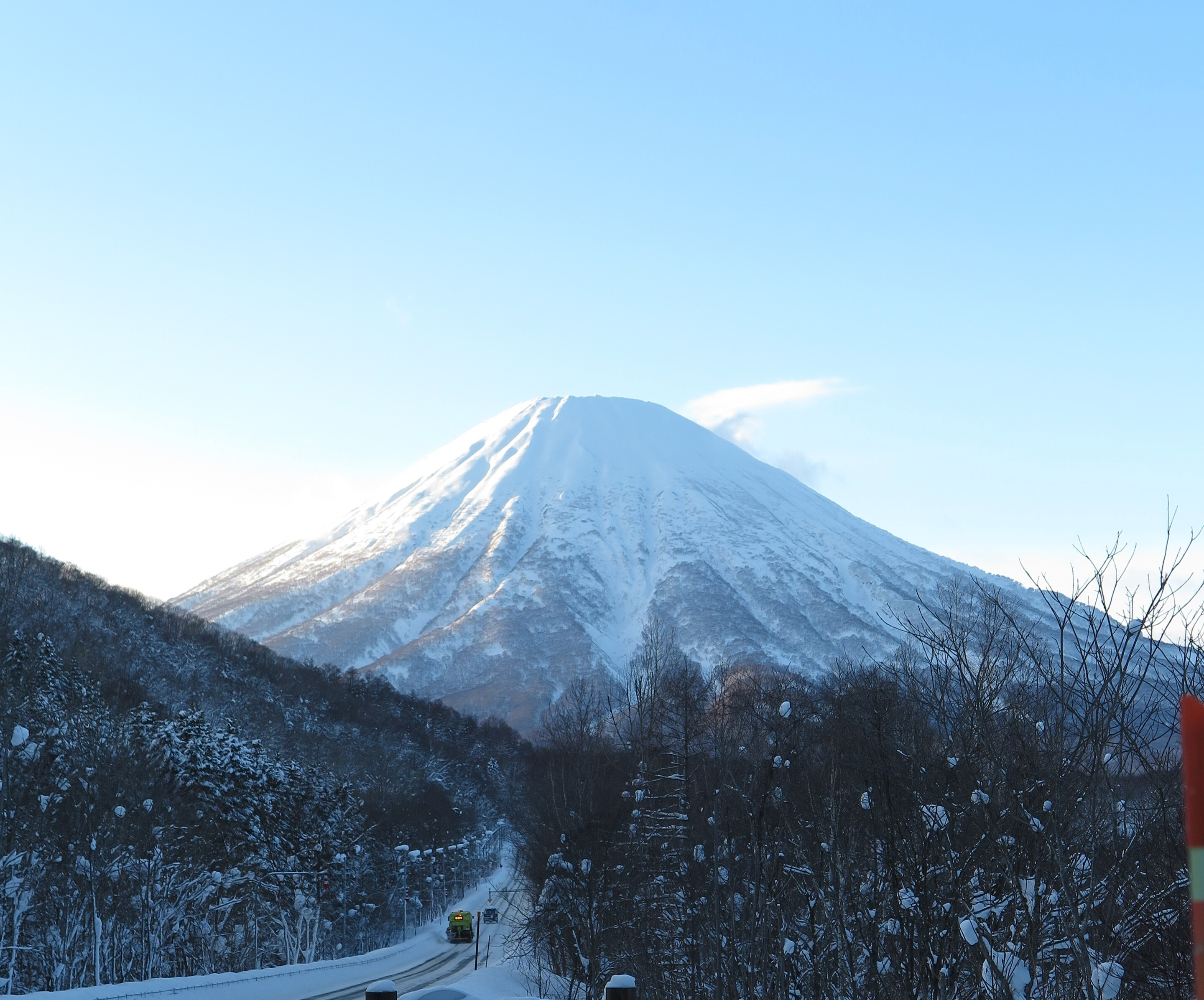 Mt. Yotei from a parking lot in Kimobets